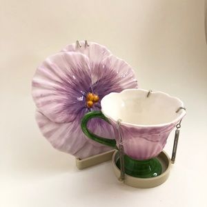Vintage Early 90s Teleflora Pink Tulip Teacup Saucer With Presentation Piece.